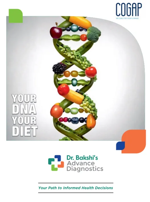 DNA helix made of foods symbolizing personalized diet in MetaCheck brochure