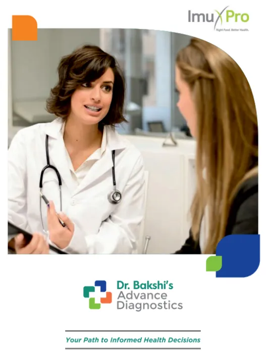 Doctor discussing test results with patient, ImuPro patient brochure cover