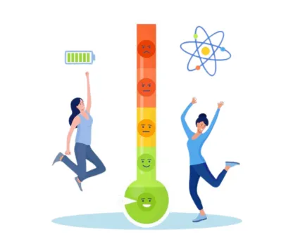 Illustration showing digestive harmony and improved health balance indicators