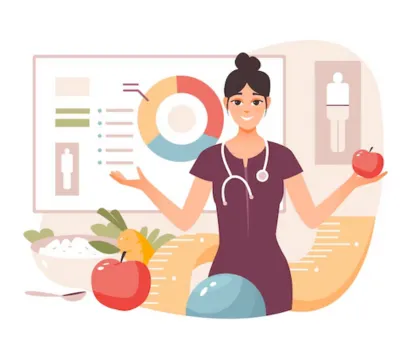 Illustration showing healthy lifestyle and diet choices for inflammation reduction